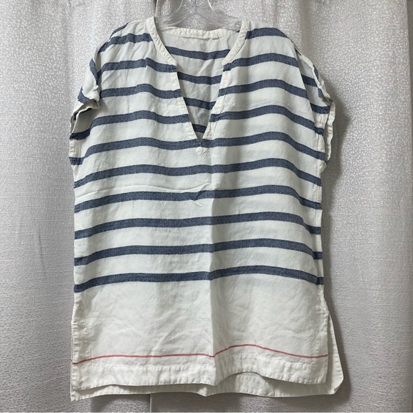 Athleta Women’s Navy and White Striped V-Neck Tunic Coverup Dress Size Large - Picture 2 of 13